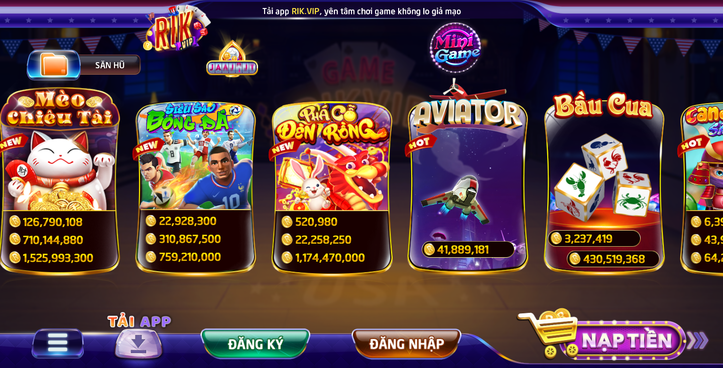 Nổ hũ đẳng cấp tại RikVip